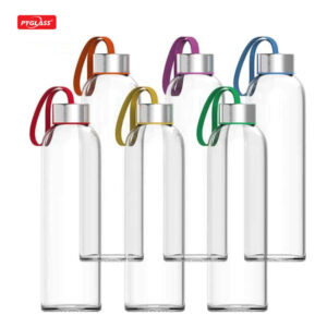 wholesale glass water bottle with Stainless Steel Cap.