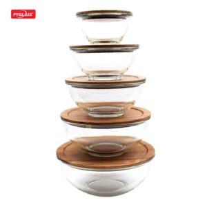 Wholesale household Glass Mixing Fresh Food Containers Round Glass Fruit Salad Nesting Glass Food Storage Containers