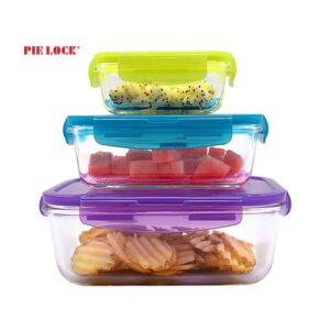 High Quality Nesting Glass Food Containers With Color Lid Meal Prep Containers Bento Lunch Box