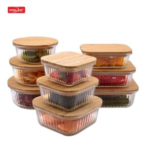 High Borosilicate Glass Food Container Bamboo Lid