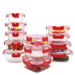 12-Piece Superior Glass food storage containers with lids 100% Leakproof