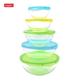 Hot selling high borosilicate heat resistant nesting glass mixing salad bowls with lid