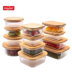 12-piece Glass Food Container sets with Bamboo Lid