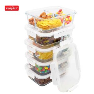 Three Compartment Glass Food Container