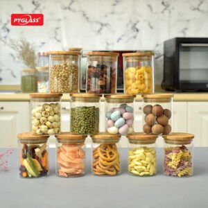 Extra Small Air Tight Glass Storage Containers With Natural Bamboo Lids