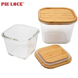 Glass Meal Prep Storage Containers with Bamboo Lids /Square Food Storage