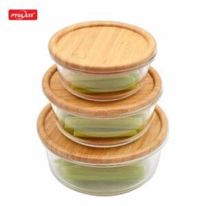 Live Bamboo Premium Round Glass Storage Containers with Bamboo Lids for Meal Prep