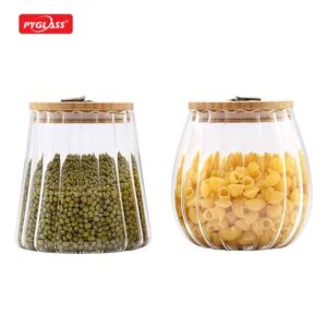 Glass Canisters Sets with Wood lid for the Kitchen