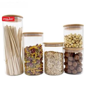 Storage Glass Jar Airtight Glass Canister With Bamboo Lid
