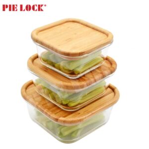 New design eco friendly bamboo lid glass food container