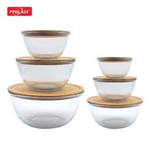Wholesale Glass Bowls Bulk Patented Round High Borosilicate Glass Bowls 6 Set