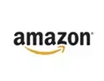 Amazon logo with black text and curved yellow arrow resembling a smile underneath.