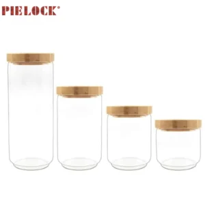 Eco-friendly borosilicate glass storage jar with airtight bamboo lid storage jar