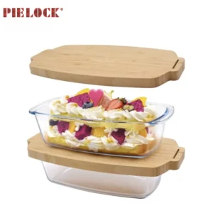 High borosilicate glass baking dish for microwave oven safe with bamboo lid