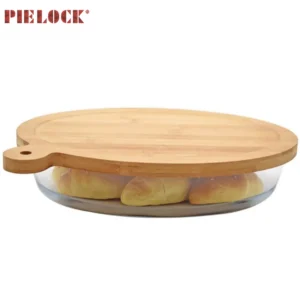 China factory professional bakeware microwave oven high borosilicate glass baking dish with Eco-friendly bamboo