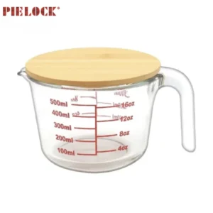 Glass Measuring Cup For Kitchen Juicer With Bamboo Lid